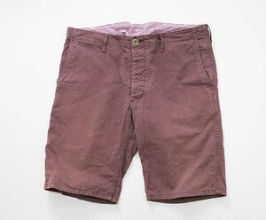 visvim ◆ SLIM SHORTS (DMGD CHINO) スリム ショーツ バーガンディー サイズ4 コットン ハーフパンツ チノパン ビズビム ◆QV15