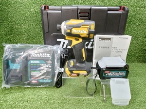 中古 美品 makita マキタ 40V 充電式インパクトドライバー バッテリー 充電器 セット フレッシュイエロー 限定色 TD001GDXFY