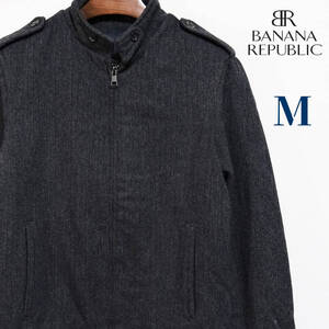 BANANA REPUBLIC バナナリパブリック ツイード スタンドカラージャケット M チャコール