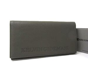 ■新品同様■ KELVIN GIORMANI ケルビンジョルマーニ レザー 二つ折り 長財布 ウォレット 札入れ メンズ レディース グレー系 DG2464