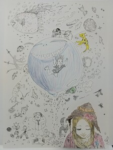 オリジナルイラスト ○ コラージュ ハンドメイド イラスト 原画 インテリア 絵 自作 アート illustration art