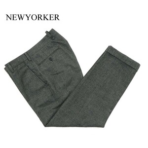 NEWYORKER ニューヨーカー 秋冬 千鳥チェック★ ウール ツイード ストレッチ スラックス パンツ Sz.73　メンズ グレー　A3B04424_9#Q