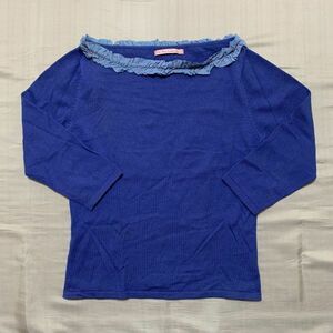 PaulSmith woman ポールスミス★サイズM★長袖ニットカットソー★青 ブルー★▽1-594