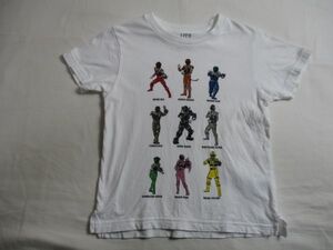 BB630【UNIQLO】ユニクロ キュウレンジャー　プリント　半袖　Ｔシャツ　訳有　男児　白　110