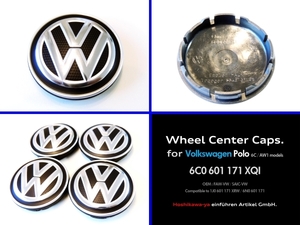 ◆ 【送料198円～】 VW 純正 ホイール センターキャップ 56mm 6C0 601 171 XQI 4個 新品 ◆ up! ポロ ゴルフ4 1J0 6N0 6C0601171XQI