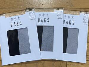 DAKS ダックス　サポートストッキング　ガーターゴム付　黒3足　22〜24cm