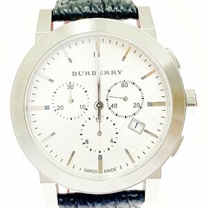 【1円スタート】BURBERRY バーバリー BU9350 クロノグラフ SS シルバー文字盤 クオーツ メンズ腕時計 330928