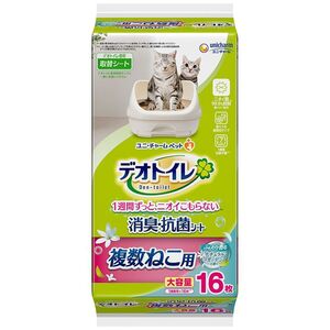 ユニ・チャーム デオトイレ 複数ねこ用 ふんわり香る消臭・抗菌シート ナチュラルガーデンの香り 16枚 猫用 ペット用品