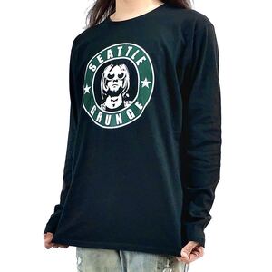 新品 カートコバーン スタバ ロゴ ニルヴァーナ シアトル グランジ ロンT 長袖 Tシャツ S M L XL ビッグ オーバー サイズ XXL~4XL パーカー