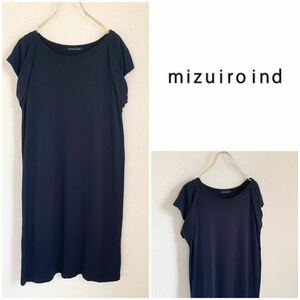 mizuiro-ind ミズイロインド コットンモダール ドレープカットソーワンピース ネイビー F / Tシャツワンピース 日本製