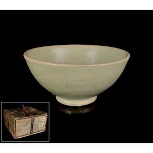 【寧】青磁 茶碗 元箱 煎茶道具 時代品 【2a121013 0】