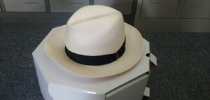 ボルサリーノ パナマハット 59 BORSALINO ハット パナマ帽 カンカン帽 PANAMA QUITO ミドルブリム ショートブリム 中折れ帽 ホワイト 白