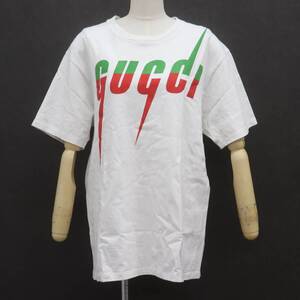 ITM3OYJZMZ8Q 即決 本物 GUCCI グッチ Tシャツ 半袖 ロゴ クルーネック トップス サイズM レディース メンズ プリントTシャツ