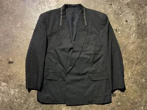 COMME des GARCONS HOMME PLUS 89AW 襟ステッチウール ダブルブレストジャケット PJ-05003 AD1989 コムデギャルソンオムプリュス