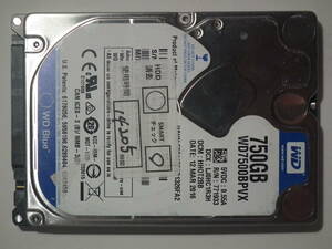 WD Blue　WD7500BPVX　750GB　2.5インチHDD　SATA