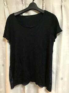 【Cara/カーラ】半袖フリルTシャツ★ネイビー★レディース★USED