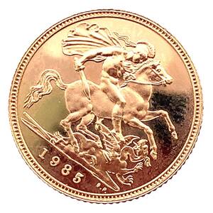 ソブリン金貨 聖ジョージ竜退治 エリザベス2世 金貨 イギリス 1985年 22金 4g イエローゴールド GOLD コレクション 美品