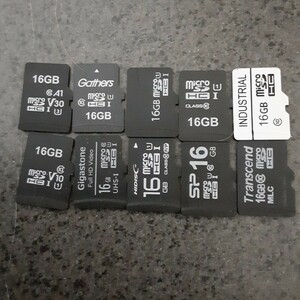 マイクロSDカード 16GB　10枚　合計160GB 中古品、データ消去フォーマット済みです。