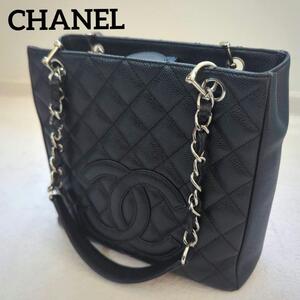 1円～ 高級 CHANEL シャネル キャビアスキン トートバッグ ブラック ココマーク チェーンバッグ 黒 ハンドバッグ レディース PST