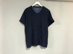 本物カルバンクラインCalvinKleinコットンVネック半袖TシャツメンズサーフアメカジミリタリーワークゴルフM紺ネイビー