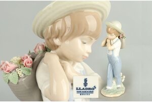 [URA]LLADRO/リヤドロ/かごいっぱいのバラ/#1286/フィギュリン/H24cm/10-1-99　(検索)骨董/フィギュア/人形/置物/インテリア