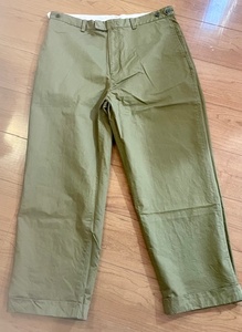 BEAMS PLUS Nopleat 80/3 Twill ビームスプラス ノープリーツ サイドアジャスター付き ツイル ワイドパンツ OLIVE XL 美品