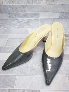 ◇ CHARLES & KEITH グラデーション ヒール ミュール パンプス サイズ35 ブラック イエロー系 レディース P