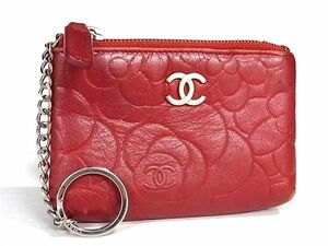 1円 CHANEL シャネル ココマーク カメリア ラムスキン コインケース コインパース 小銭入れ レディース レッド系 FA3862