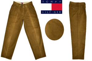 K-3834★TOMMY HILFIGER トミーヒルフィガー★秋冬 起毛 カーキ ピーチスキン加工 ゆったりツータック パンツ W-29