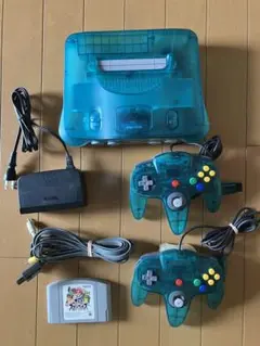 Nintendo 64 クリアブルー　本体 コントローラー2個 美品