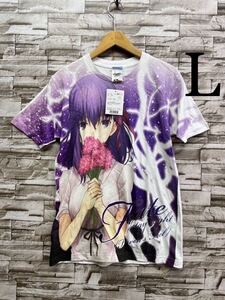 L Fate Stay night 二次元コスパ アニメ タグ付 ホワイト パープル 半袖Tシャツ 半袖 Tシャツ カットソー トップス