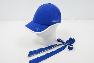 coco 中古 デサントゴルフ DESCENTE GOLF キャップ フリー ブルー イヤー シュシュリボン付き レターパックプラス発送可 081596