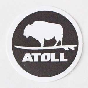 訳有 アトール ボード バイソン ステッカー 黒白 小 ATOLL BOARD CO. STICKER 丸 スタンドアップパドル パドルボード SAP インフレータブル