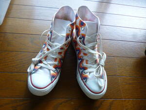 即・送込★CONVERSE コンバース★良品・キャンバスハイカットスニーカー ALLSTAR オールスター 6X 09 07 A97★白ｘ青ｘオレンジ US5(24㎝)