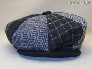 極美品 レア 8/4パッチワーク ブラック ウールキャスケット [L] NEW YORK HAT ニューヨークハット BIG APPLE ビッグアップル MADE IN USA