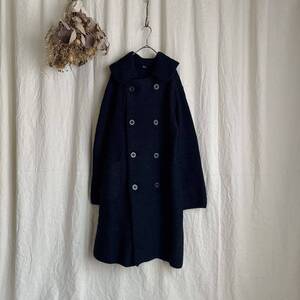 45R ウールアルパカ ツイルKNIT PEA COAT コート SIZE3 ネイビー フォーティーファイブアールピーエム