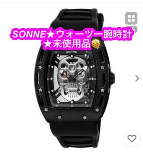 ゾンネ SONNE S160 メンズ 時計 S160BK-BKSV クォーツ シルバー ラバー （シルバー）★未使用品♪