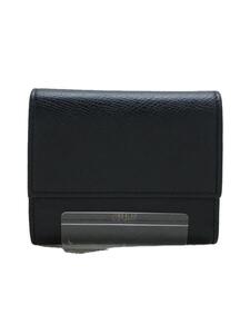 CELINE◆3つ折り財布/レザー/BLK/無地/レディース