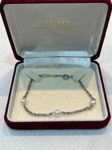 T【箱付き】MIKIMOTO ミキモト真珠島 パールブレスレット シルバー925刻印 パール幅約5.4mm 重量約3g 腕周り約18cm 