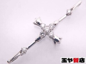 ダイヤ 0.60ct クロス 風 デザイン ペンダント トップ 2WAY K18WG ホワイトゴールド