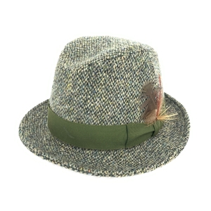 良好◆CA4LA カシラ×ハリスツイード ハット ◆ グリーン 毛100％ ツイード レディース 帽子 ハット hat 服飾小物