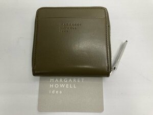 送料無料！！コインケース　カードケース　ラウンドジップ財布　牛革　グリーン系カーキ　英国MARGARET　HOWELL　ｉｄｅａ★未使用格安！