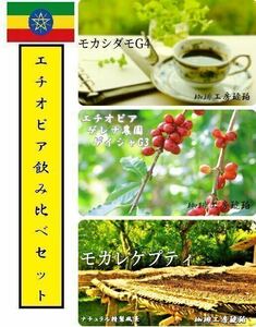 エチオピア飲み比べセットB　自家焙煎コーヒー豆300g(100g×3個)