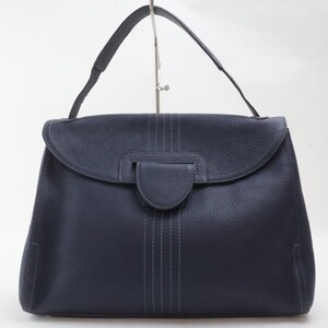 2501-68 ルサックアダム ハンドバッグ ショルダーバッグ 2WAY 美品 Les sacs Adam レザー製 ネイビー