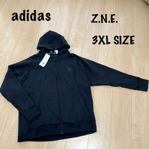 新品　タグ付　adidas アディダス　スウェット Z.N.E. ジップアップ　パーカー　ブラック　黒　メンズ　3XLサイズ　大きいサイズ　立体ロゴ