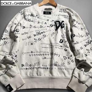 美品/L相当 ●DOLCE&GABBANA D&G ドルガバ ●グラフティ 総柄 トレーナー スウェット プルオーバー ドルチェ&ガッバーナ オフホワイト 46