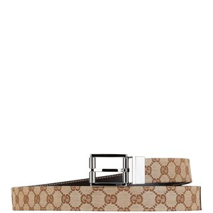 グッチ GGキャンバス ベルト 121295 ベージュ キャンバス レザー レディース GUCCI 【中古】