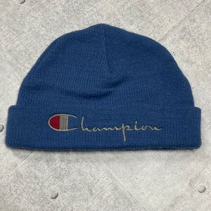 90s Champion ビッグロゴ デカロゴ リブニット帽 チャンピオン　　90年代 折り返しニットキャップ ビーニー ワッチ vintage CAP 帽子 YL996