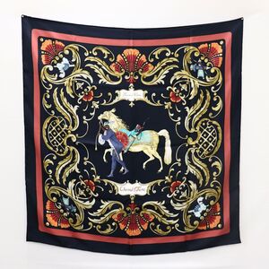 【送料無料】美品　HERMES　エルメス　カレ90　トルコの馬　Cheval Turc　シルクスカーフ　大判ショール　23-7030