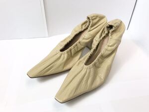 (D) BOTTEGA VENETA ボッテガヴェネタ パンプス 37.5 ベージュ レザー シューズ